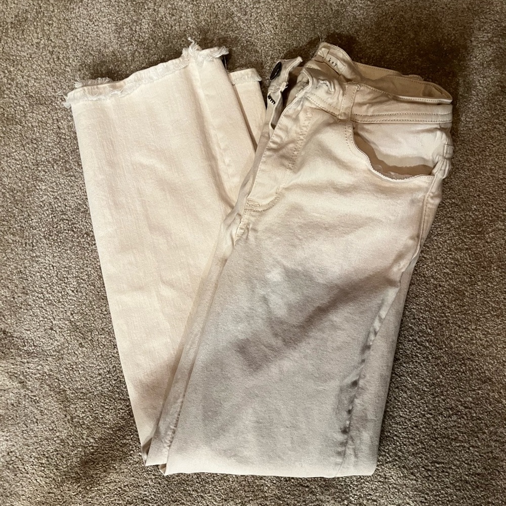 Off white crop flare jeans